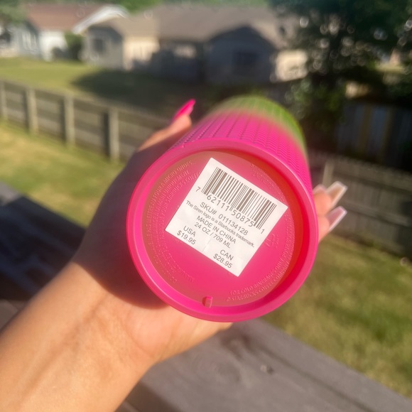 Starbucks Lemon Prism Spray Pink Gradient Ombre Summer 2022 Venti Tumbler 24 oz. - Picture 2 of 6